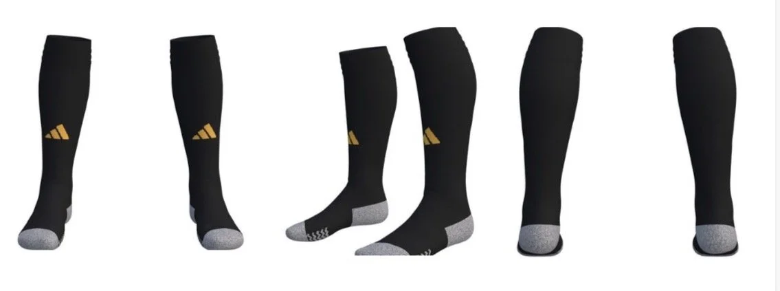 Black GNA football socks with gold logo